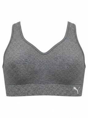PUMA Seamless Heathered Gray Adjustable Sports Bra Women's Large L Workout